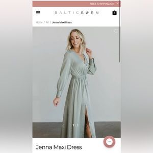 Jenna Maxi Dress | Baltic Born | Sage | Satin | Green | S- Small | Bridesmaid